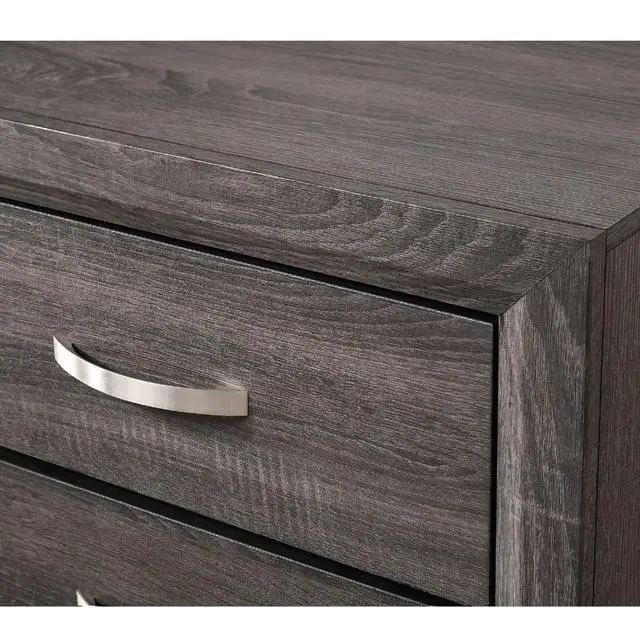Alt view image 4 of 6 - 1pc Contemporary 5-Drawer Tall Chest Gray Finish Wooden Bedroom Furniture