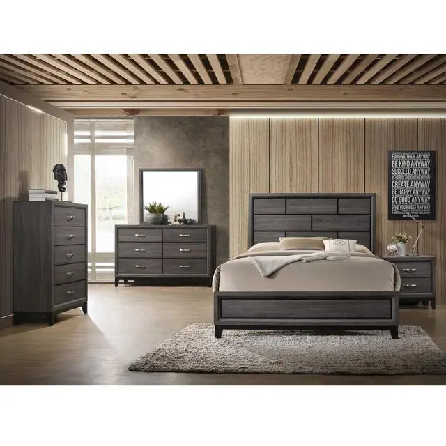 Alt view image 6 of 6 - 1pc Contemporary 5-Drawer Tall Chest Gray Finish Wooden Bedroom Furniture