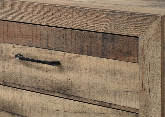 Alt view image 4 of 5 - 1pc Rustic Plank-Style Rich Natural Finish Five Drawers Tall Chest Wooden Bedroom Furniture Contemporary Modern Transitional