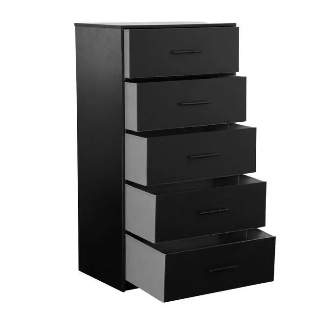 Alt view image 2 of 7 - 5-Drawer Dresser with Large Fabric Drawers, Black