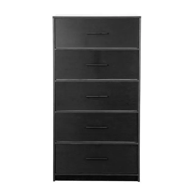 Alt view image 6 of 7 - 5-Drawer Dresser with Large Fabric Drawers, Black