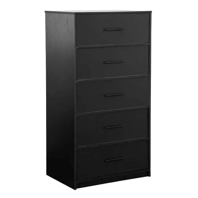 Alt view image 5 of 7 - 5-Drawer Dresser with Large Fabric Drawers, Black