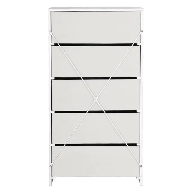 Alt view image 7 of 7 - 5-Drawer Dresser with Large Fabric Drawers, White