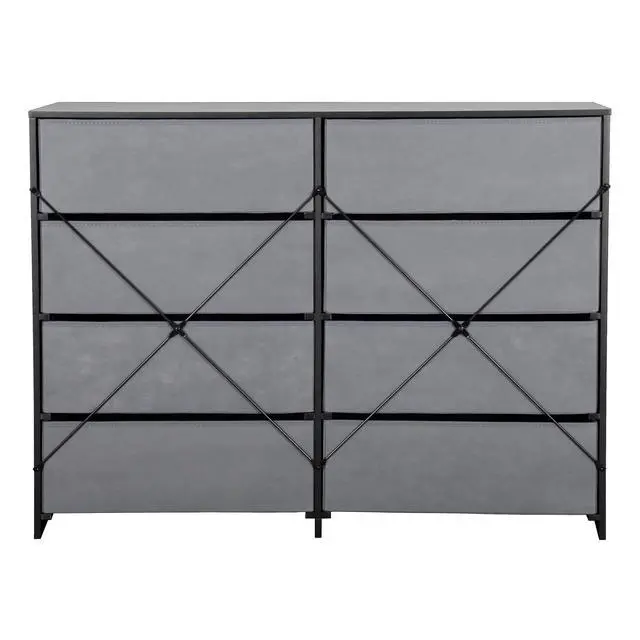 Alt view image 7 of 7 - 8-Drawer Dresser with Large Fabric Drawers, Black