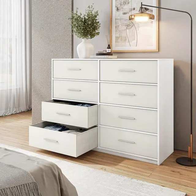 Main image of 8-Drawer Dresser with Large Fabric Drawers, White