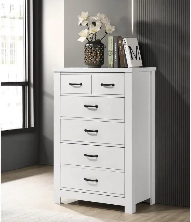 Main image of Cosmo 31"W White 5-Drawer Chest