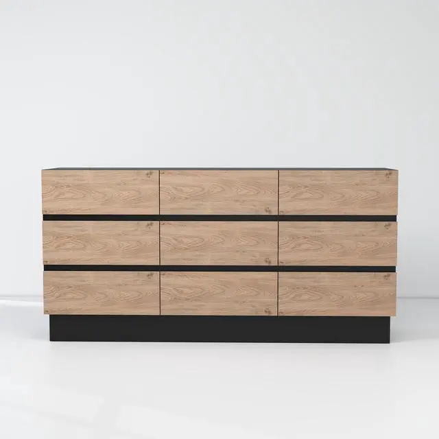 Alt view image 6 of 7 - Modern Dresser for Bedroom, 62.9'' W Wooden Chest of 9 Drawers, Large Storage Organizer Cabinet TV Stand for Living Room, Entryway, Hallway
