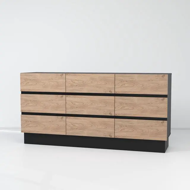 Alt view image 7 of 7 - Modern Dresser for Bedroom, 62.9'' W Wooden Chest of 9 Drawers, Large Storage Organizer Cabinet TV Stand for Living Room, Entryway, Hallway