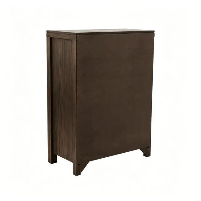 Alt view image 4 of 5 - Dark Brown Pine 5-Drawer Chest, Modern Nordic Bedroom Storage Cabinet, Organizer, Space-Saving 34x17x49 in