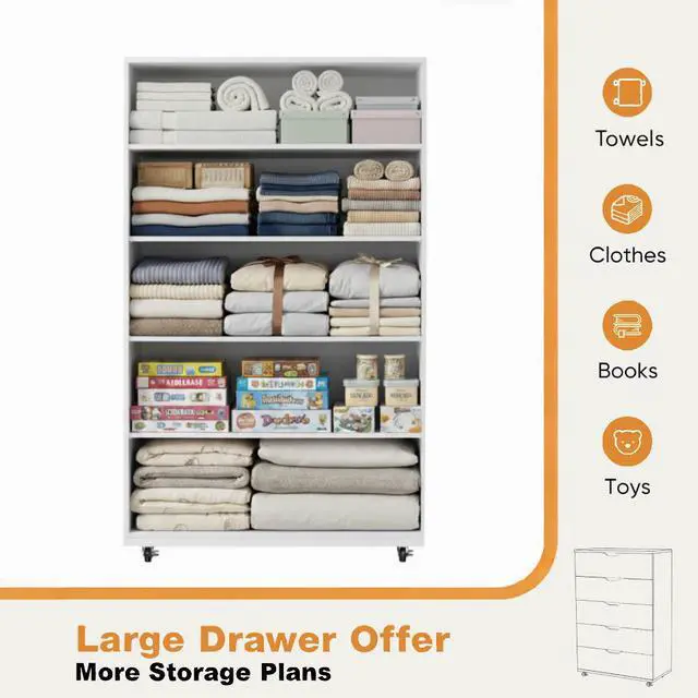 Alt view image 6 of 6 - Rolling 5 Drawer Dresser
