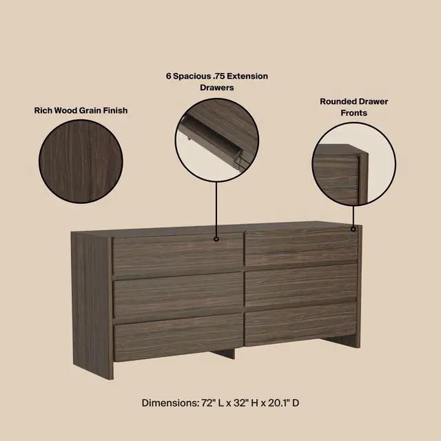 Alt view image 4 of 7 - Dresser in Walnut Brown