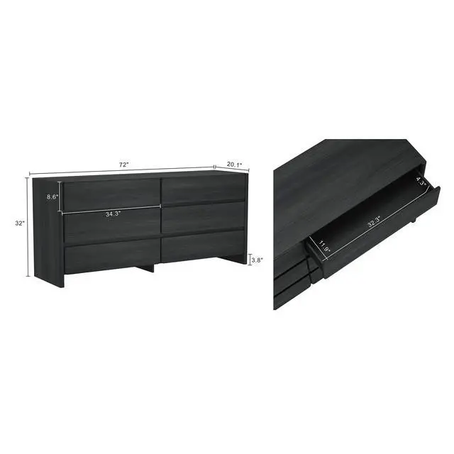 Alt view image 3 of 7 - Dresser in Charcoal Gray