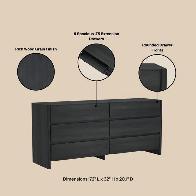 Alt view image 4 of 7 - Dresser in Charcoal Gray
