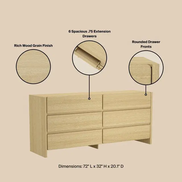 Alt view image 4 of 7 - Dresser in Natural Oak