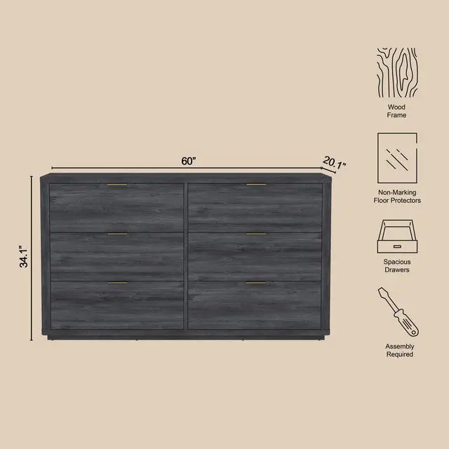 Alt view image 4 of 7 - Dresser in Charcoal Gray