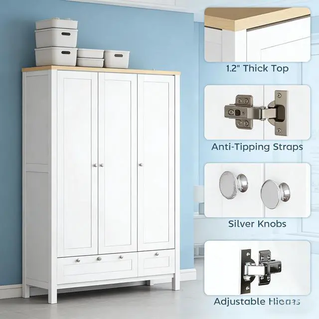 Alt view image 4 of 7 - 3 Doors Wardrobe Closet