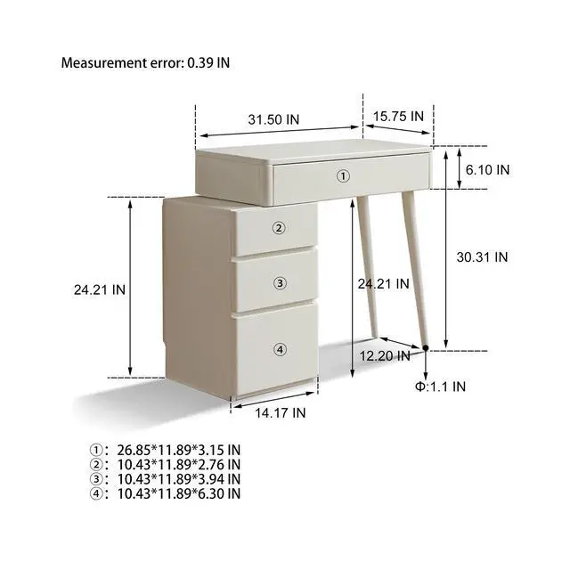 Alt view image 3 of 7 - (With Stool) Dresser Table dresser 100% solid Liriodendron Chinense table table desk top table dresser compact dresser accessories storage width 80cm storage drawer White wood natural without mirror