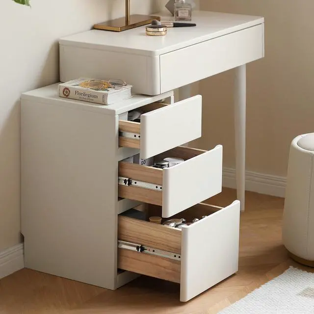 Alt view image 4 of 7 - (With Stool) Dresser Table dresser 100% solid Liriodendron Chinense table table desk top table dresser compact dresser accessories storage width 80cm storage drawer White wood natural without mirror