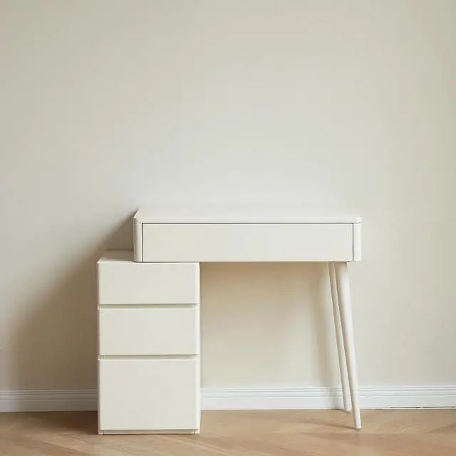 Alt view image 5 of 7 - (With Stool) Dresser Table dresser 100% solid Liriodendron Chinense table table desk top table dresser compact dresser accessories storage width 80cm storage drawer White wood natural without mirror