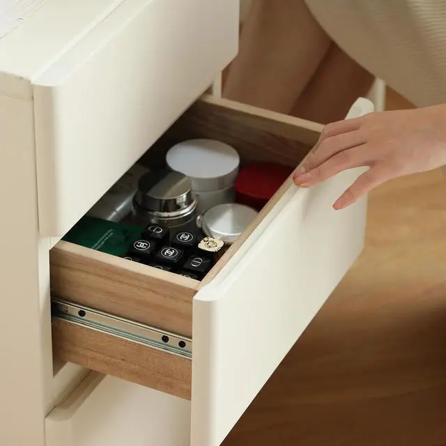 Alt view image 6 of 7 - (With Stool) Dresser Table dresser 100% solid Liriodendron Chinense table table desk top table dresser compact dresser accessories storage width 80cm storage drawer White wood natural without mirror