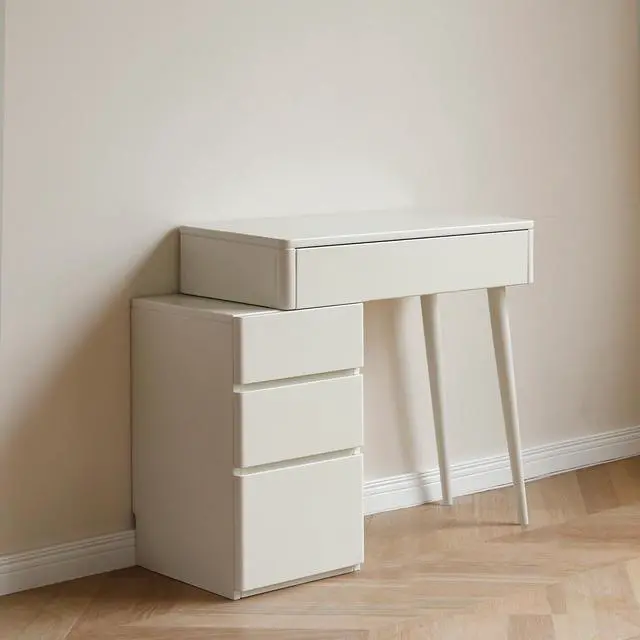 Alt view image 7 of 7 - (With Stool) Dresser Table dresser 100% solid Liriodendron Chinense table table desk top table dresser compact dresser accessories storage width 80cm storage drawer White wood natural without mirror