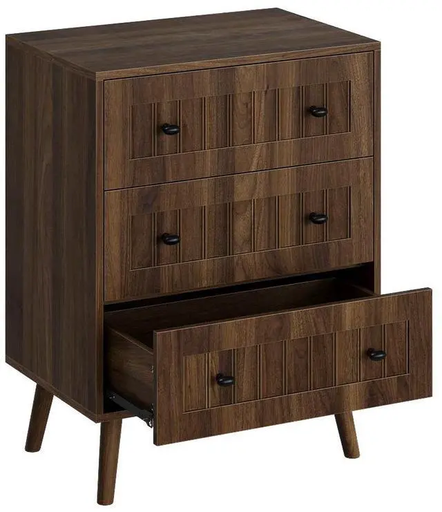 Main image of 3 drawer dresser, modern wardrobe dresser chest of drawers, wooden storage storage cabinet, dresser storage cabinet, suitable for living room, bedroom, corridor (walnut )