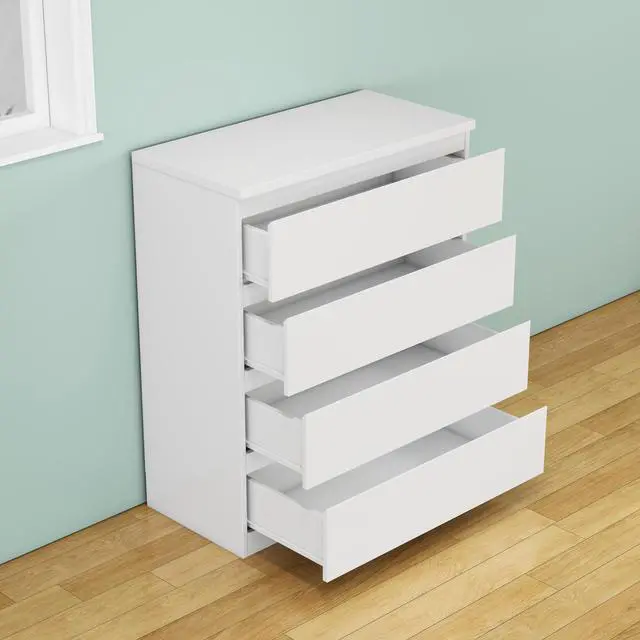 Alt view image 4 of 6 - 4 Drawer Dresser,Modern Storage Chest Of Drawers,31.5In White Dresser For Closet With Handle-Free Design, Closet Chests Organizer For Bedroom, Living Room,White