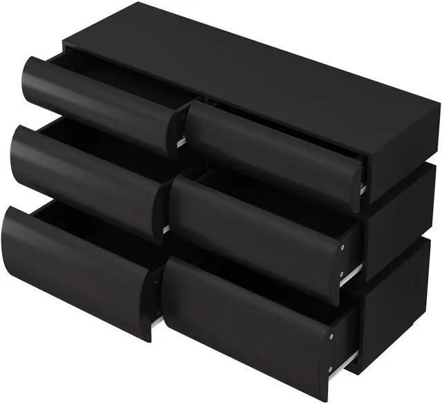 Main image of 6 Drawer Dresser for Bedroom, Black Dresser No Handle, Modern 6 Chest of Drawers with Wide Storage(Same SKU:W757P235728)