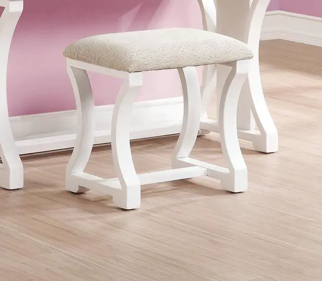 Alt view image 6 of 7 - Unique Modern Bedroom Vanity Set w Stool Foldable Mirror Drawers White Color MDF Veneer 1pc Vanity Furniture