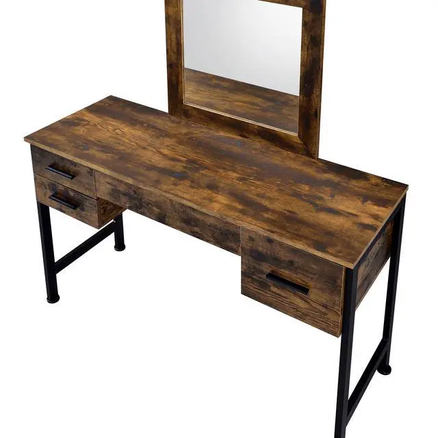 Alt view image 5 of 5 - 4 Storage Drawers Vanity Set with Mirror, Rustic Oak and Black