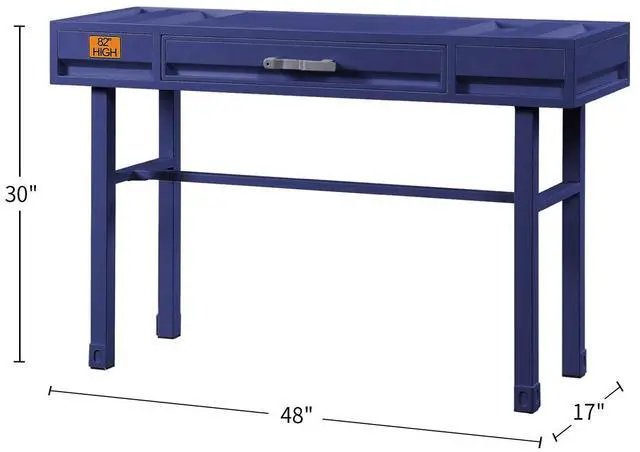 Alt view image 3 of 5 - Metal Vanity Desk with One Drawer, Blue