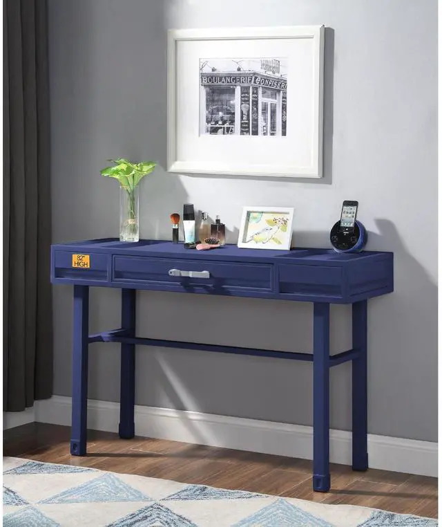 Alt view image 2 of 5 - Metal Vanity Desk with One Drawer, Blue