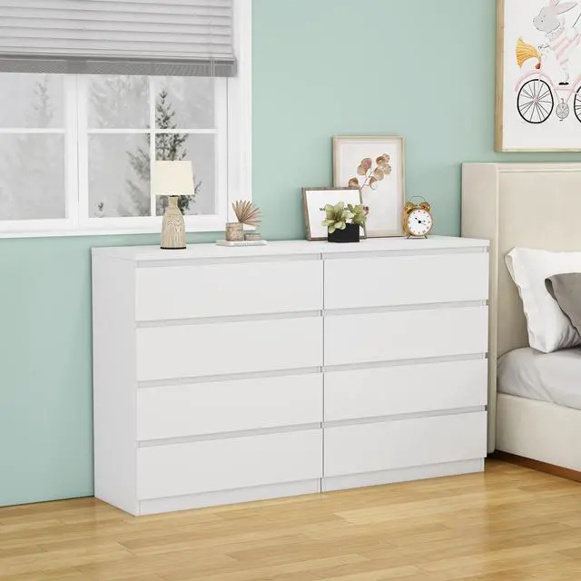 Alt view image 2 of 6 - 4 Drawer Dresser,Modern Storage Chest Of Drawers,31.5In White Dresser For Closet With Handle-Free Design, Closet Chests Organizer For Bedroom, Living Room,White