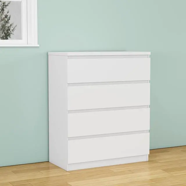Alt view image 3 of 6 - 4 Drawer Dresser,Modern Storage Chest Of Drawers,31.5In White Dresser For Closet With Handle-Free Design, Closet Chests Organizer For Bedroom, Living Room,White