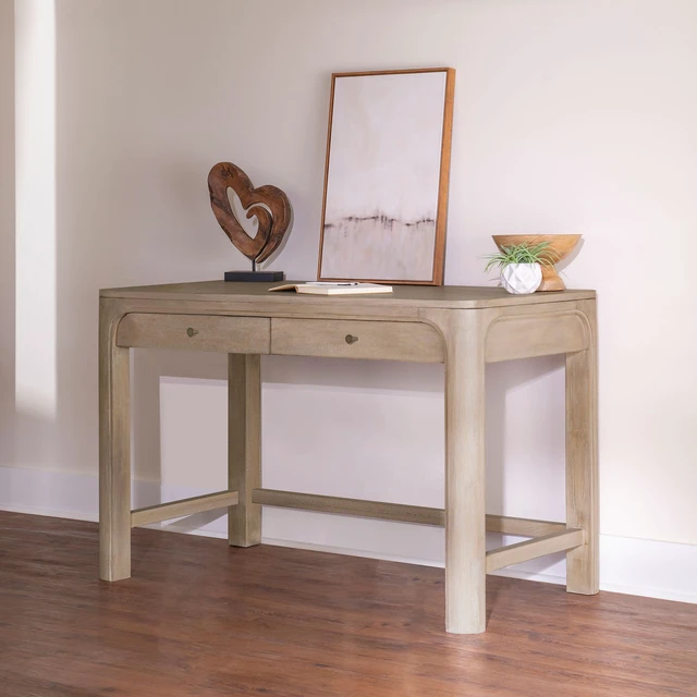 Main image of Flores Weathered Mango 2-drawer Makeup Vanity Table