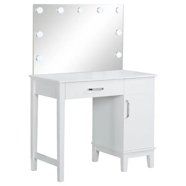 Alt view image 4 of 6 - Elijah White and Dark Grey Vanity Set with Lighting and Stool