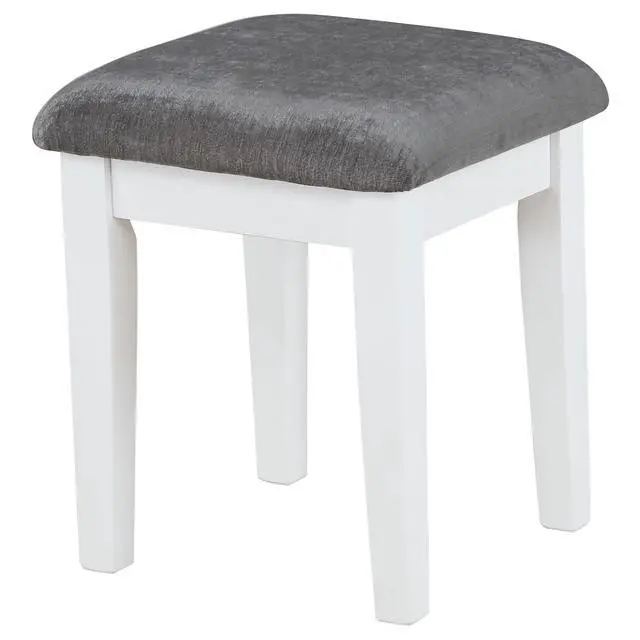 Alt view image 5 of 6 - Elijah White and Dark Grey Vanity Set with Lighting and Stool
