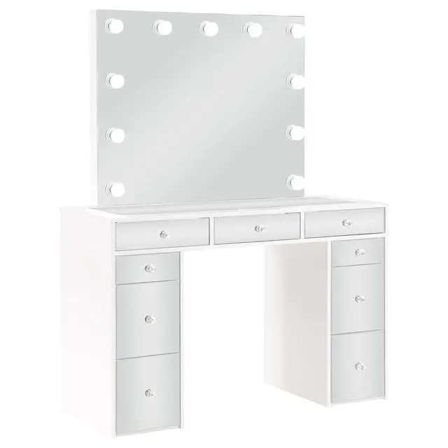 Alt view image 3 of 7 - Winona White Makeup Vanity Table with Mirror and Stool