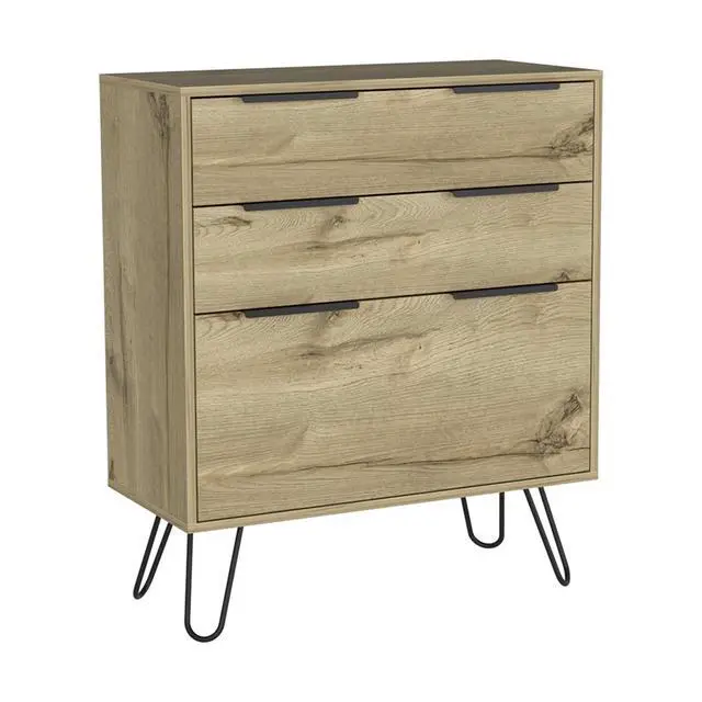 Alt view image 6 of 7 - Augusta Dresser, Hairpin Legs, Three Drawers, Superior Top -Light Oak