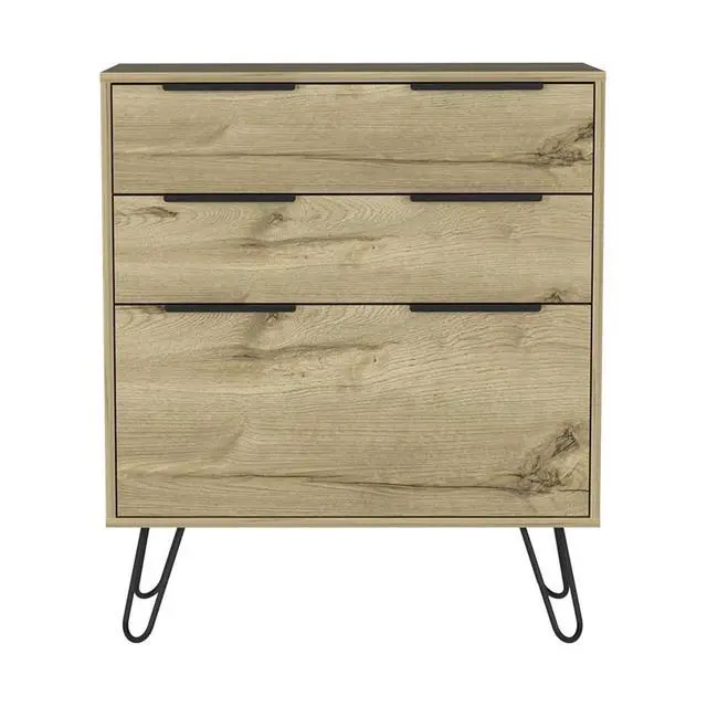 Alt view image 2 of 7 - Augusta Dresser, Hairpin Legs, Three Drawers, Superior Top -Light Oak