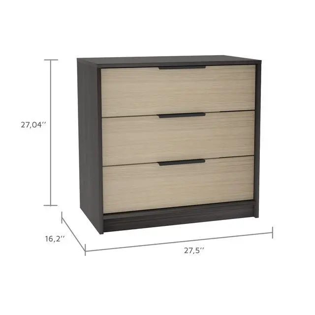 Alt view image 4 of 7 - Kaia 3 Drawers Dresser, Superior Top -Black / Pine