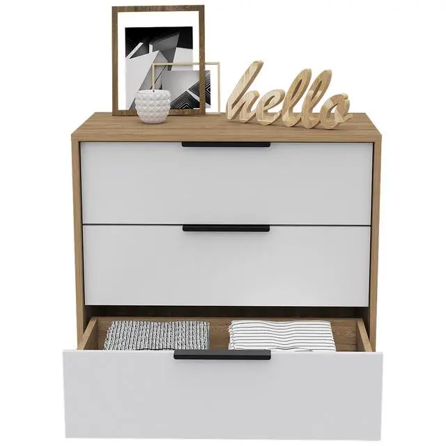 Alt view image 3 of 7 - Kaia 3 Drawers Dresser, Superior Top -White / Pine