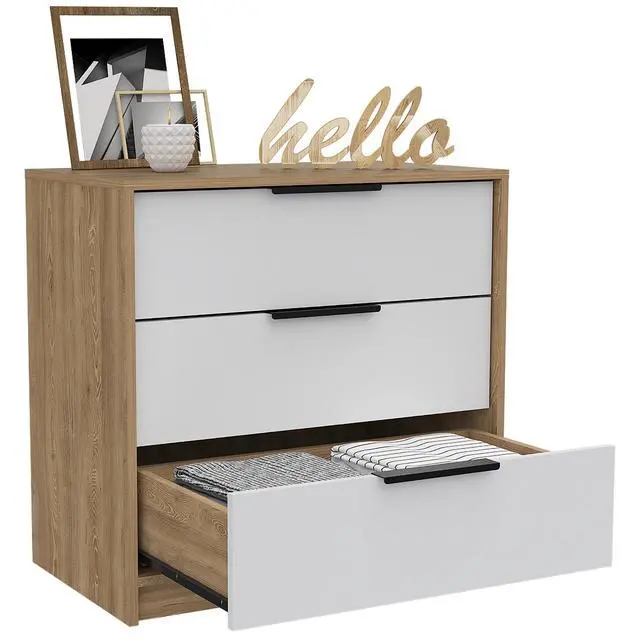 Alt view image 6 of 7 - Kaia 3 Drawers Dresser, Superior Top -White / Pine