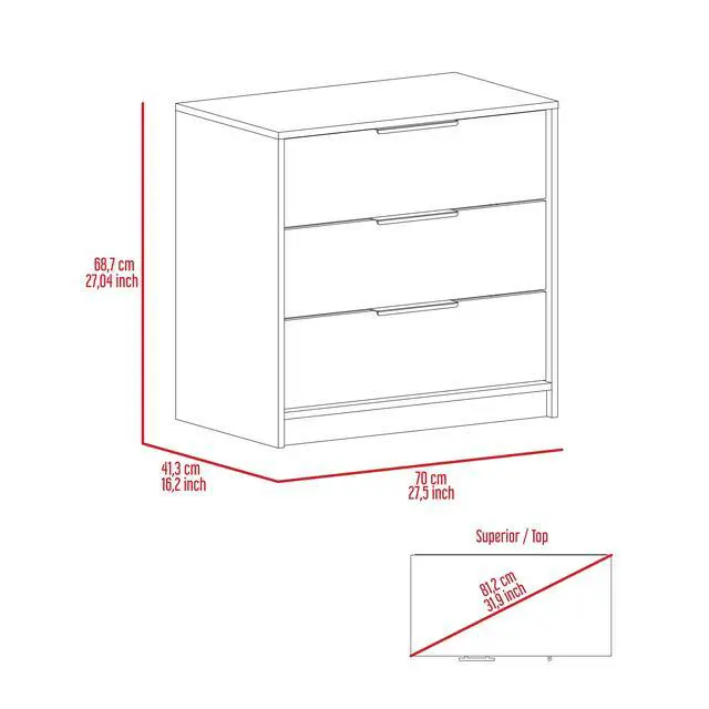 Alt view image 6 of 7 - Kaia 3 Drawers Dresser, Superior Top -Black / Pine