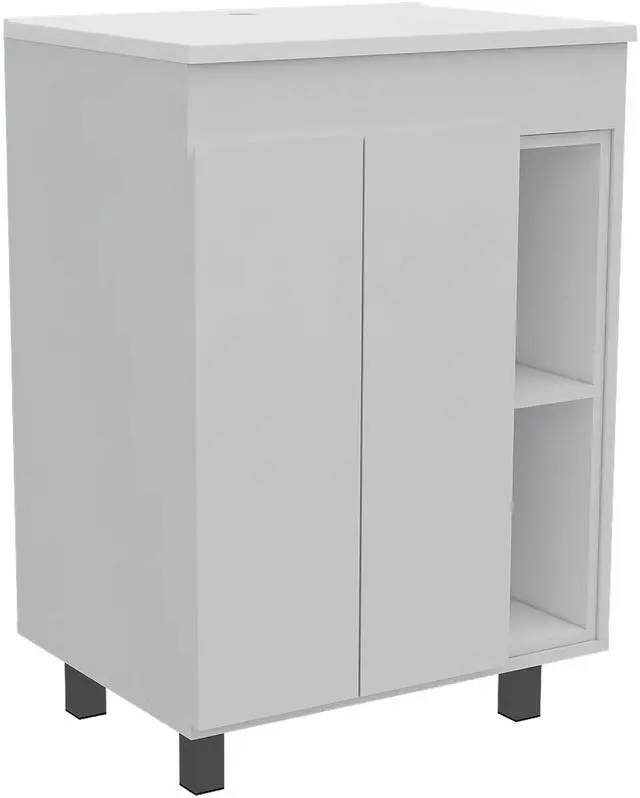 Alt view image 7 of 7 - 24" Meka Vanity, Two External Shelves, Double Door Cabinet -White