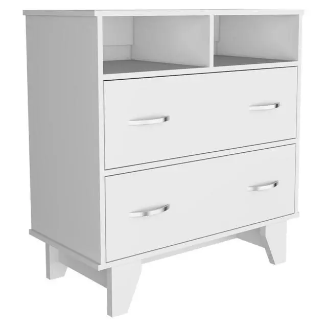 Alt view image 6 of 6 - Portanova Two Drawer Dresser, Two Open Shelves, Superior Top, Four Legs -White