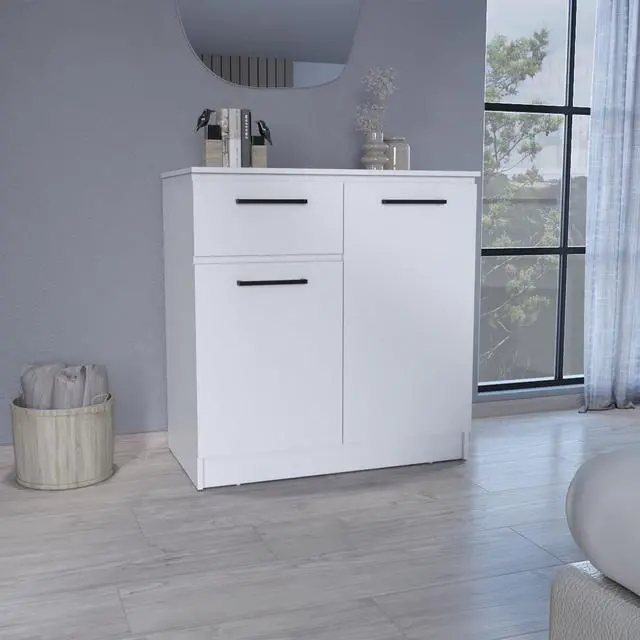 Main image of Idaho Dresser with 2-Door Cabinets and Drawer -White