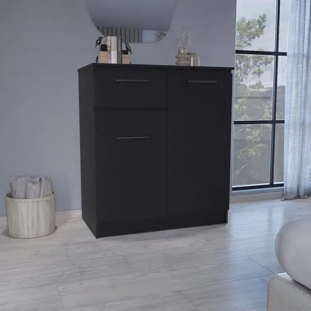 Main image of Idaho Dresser with 2-Door Cabinets and Drawer -Black