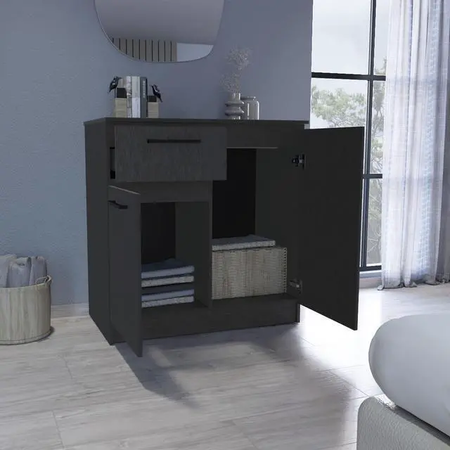 Alt view image 4 of 7 - Idaho Dresser with 2-Door Cabinets and Drawer -Black