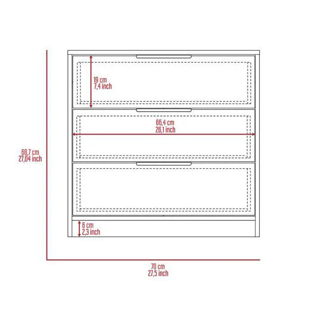 Alt view image 6 of 7 - Dresser 27"H, 3 Drawers Dresser, Superior Top, White
